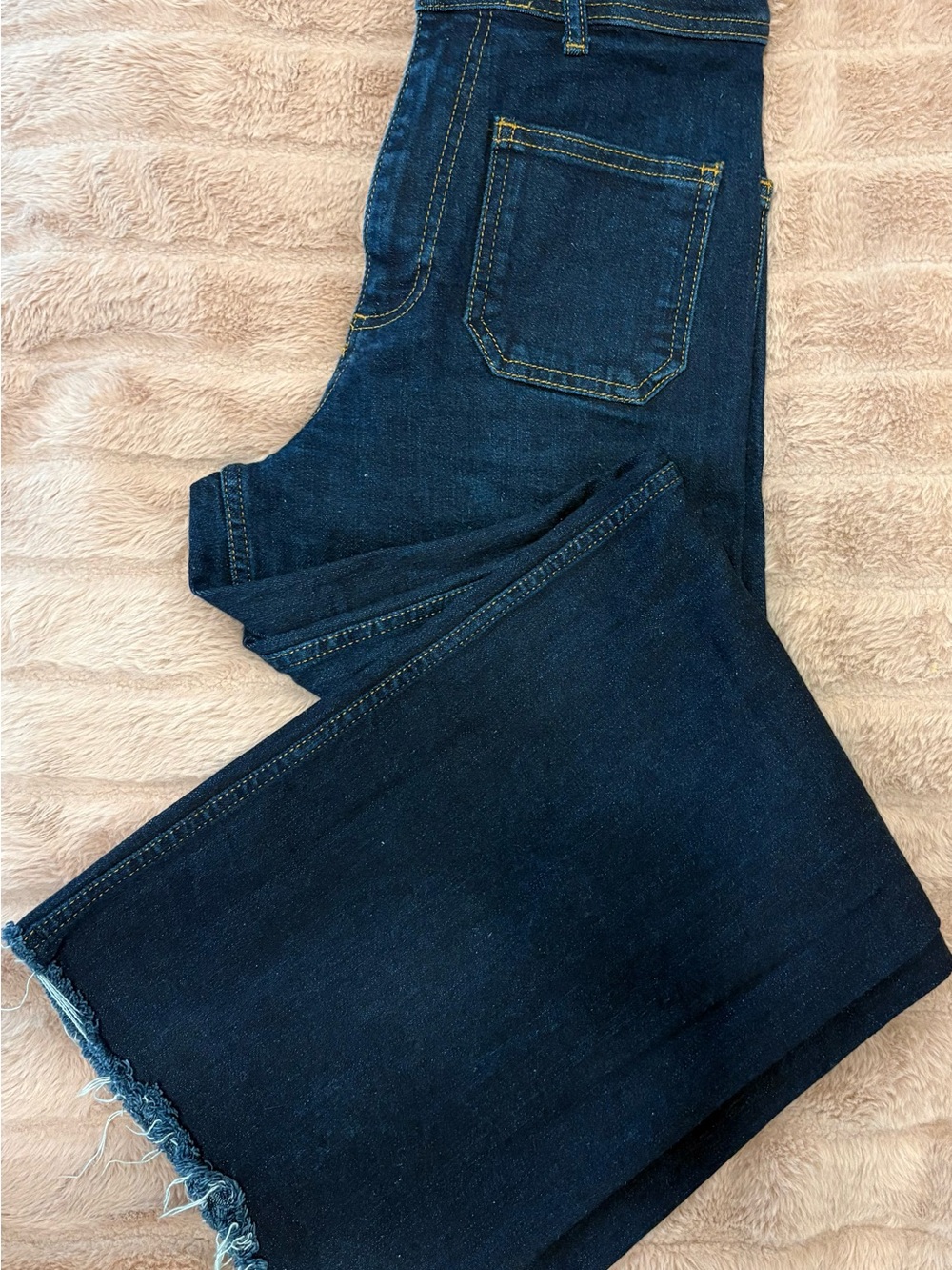 Zara Navy Blue Jeans with Gold Stitching